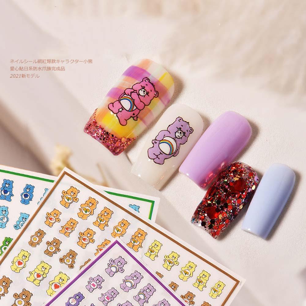 AUGUSTINA Agustina Cute Bear Dekorasi Stiker 1PC Decal Cute Colorful Manicure Aksesoris