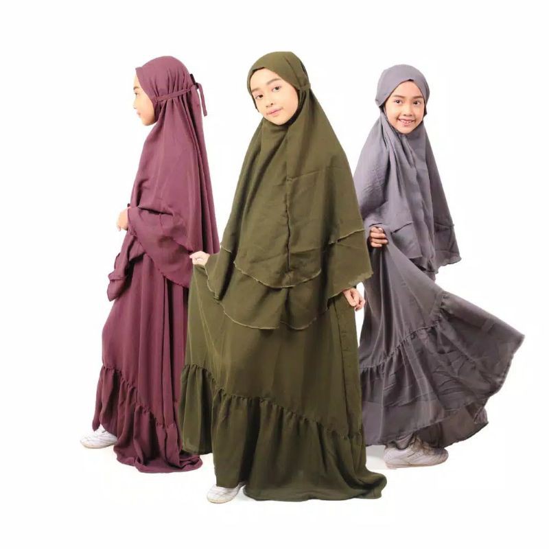 1set gamis anak polos syar'i