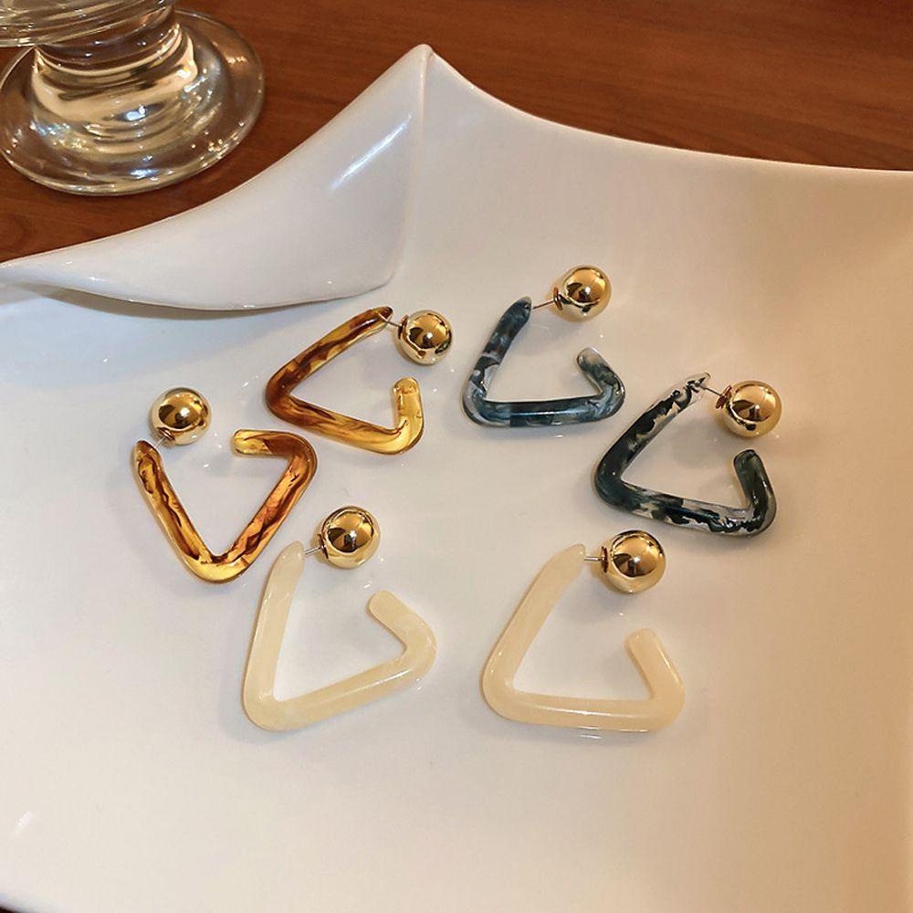 Mxbeauty Wanita Anting Minoritas Tidak Teratur Pesta Geometris Lady Akrilik Segitiga Stud Earrings