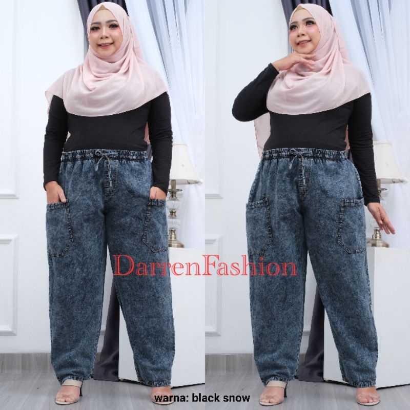 Baggy Pants Sakua Extra Jumbo.  Celana Panjang Jeans Denim Big Size Jumbo. Celana Boyfriend Jumbo