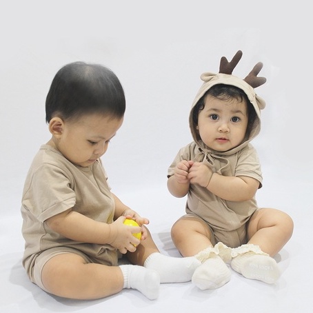 PLAYSUIT BONNET SET (ROMPER / JUMPER ANAK DAN BAYI) BAJU ANAK KALALE NATURAL COTTON BAMBOO