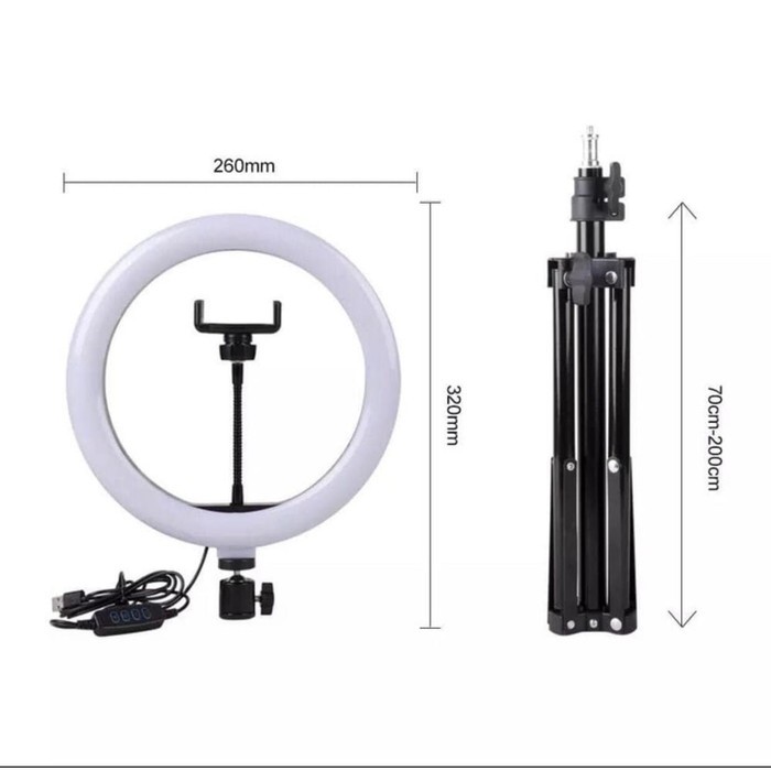 Paket Ring Fill Light 26 CM / 10.2&quot; Mirror Dengan Tripod 2.1M Youtuber Live Streaming