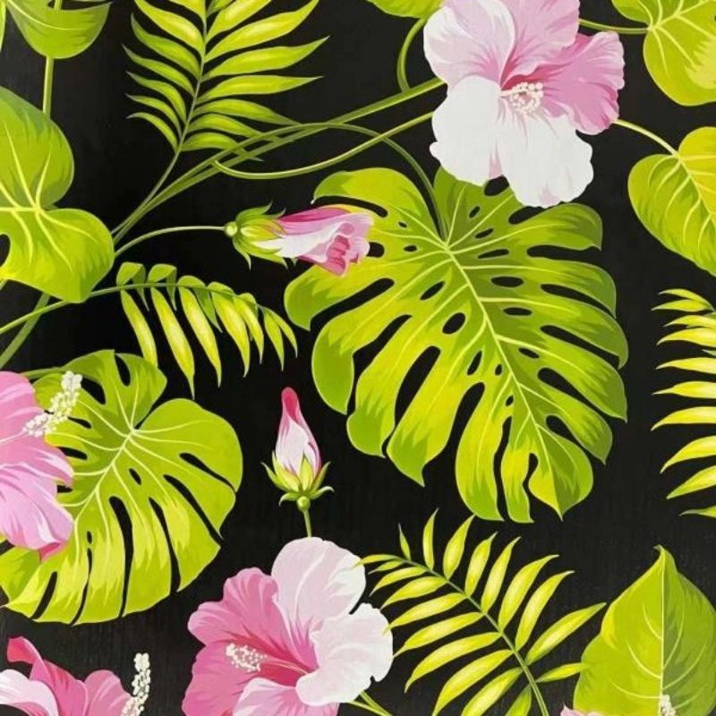 Wallpaper Sticker Dinding Monstera Hijau Dasar Hitam 10mx45cm