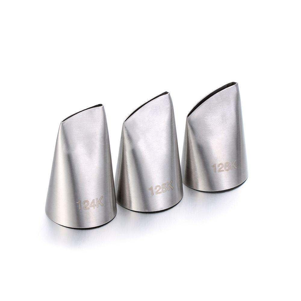 Solighter 3PCS Icing Piping Nozzle DIY Bakery Pastry Tips Stainless Steel Cupcake Baking Cetakan