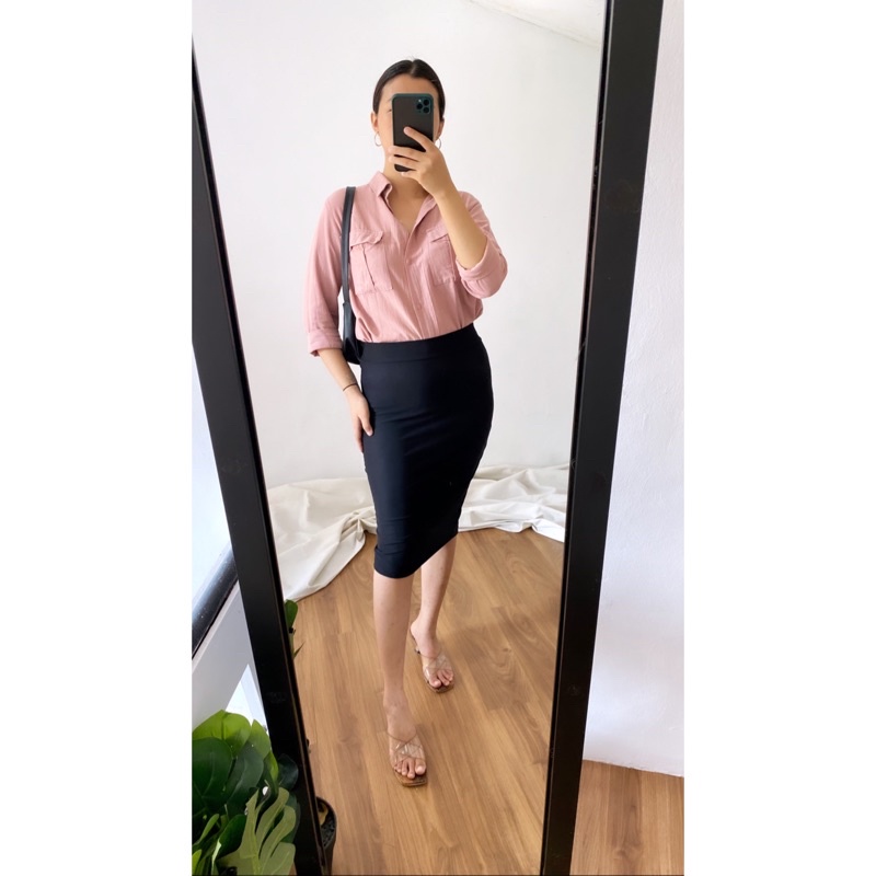 Midi Skirt / Rok Span / Rok Kerja / Rok Midi / Rok Span Polos / Rok Hitam Polos