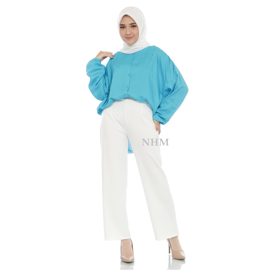 Kemeja BigSize Wanita Pinguin Katun Rayon Tangan Panjang Polos