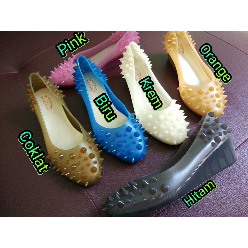jelly shoes sepatu wanita wedges bara bara import 14301bening