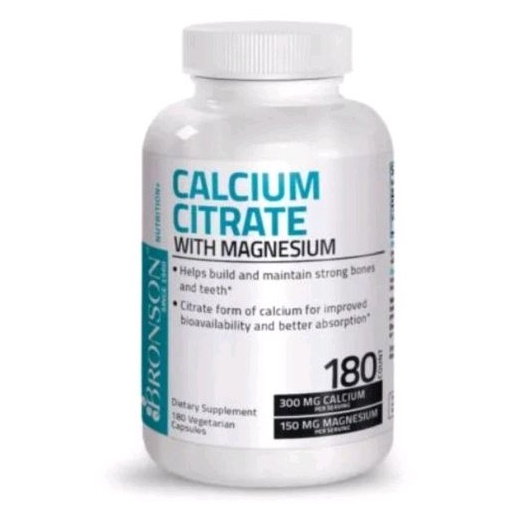 Bronson Calcium Citrate with Magnesium 180 Vegetarian Capsules