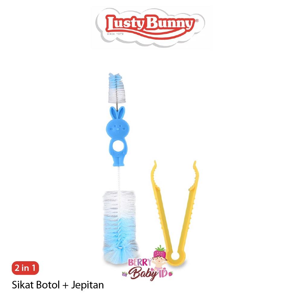 Lusty Bunny 2In1 Sikat Botol Dot + Jepitan Bottle Nipple Brush SK-1002 Berry Mart