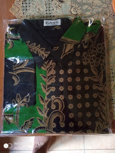 Setyo Luhur Hijau Katun Sragenan Kemeja Batik Pria Full Furing