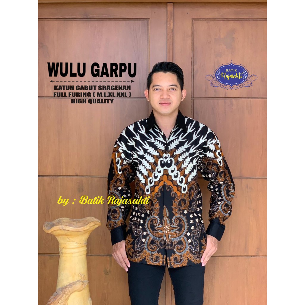 WULU GARPU Kemeja Batik Pria Lengan Panjang Katun Halus FULL FURING Rajasakti