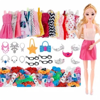 Paket Mainan 15 Baju Barbie 15 Pasang Sepatu 15 Aksesoris Barbie