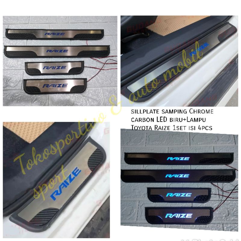 Sillplate silpate LED samping pintu mobil Toyota Raize Lampu LED biru sillplate samping Raize+Lampu