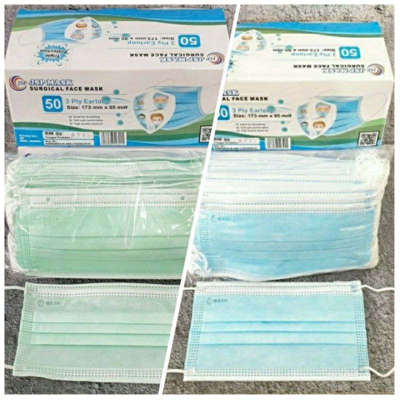 MASKER JSP SURGICAL FACE MASK 3 PLY ISI 50 PCS
