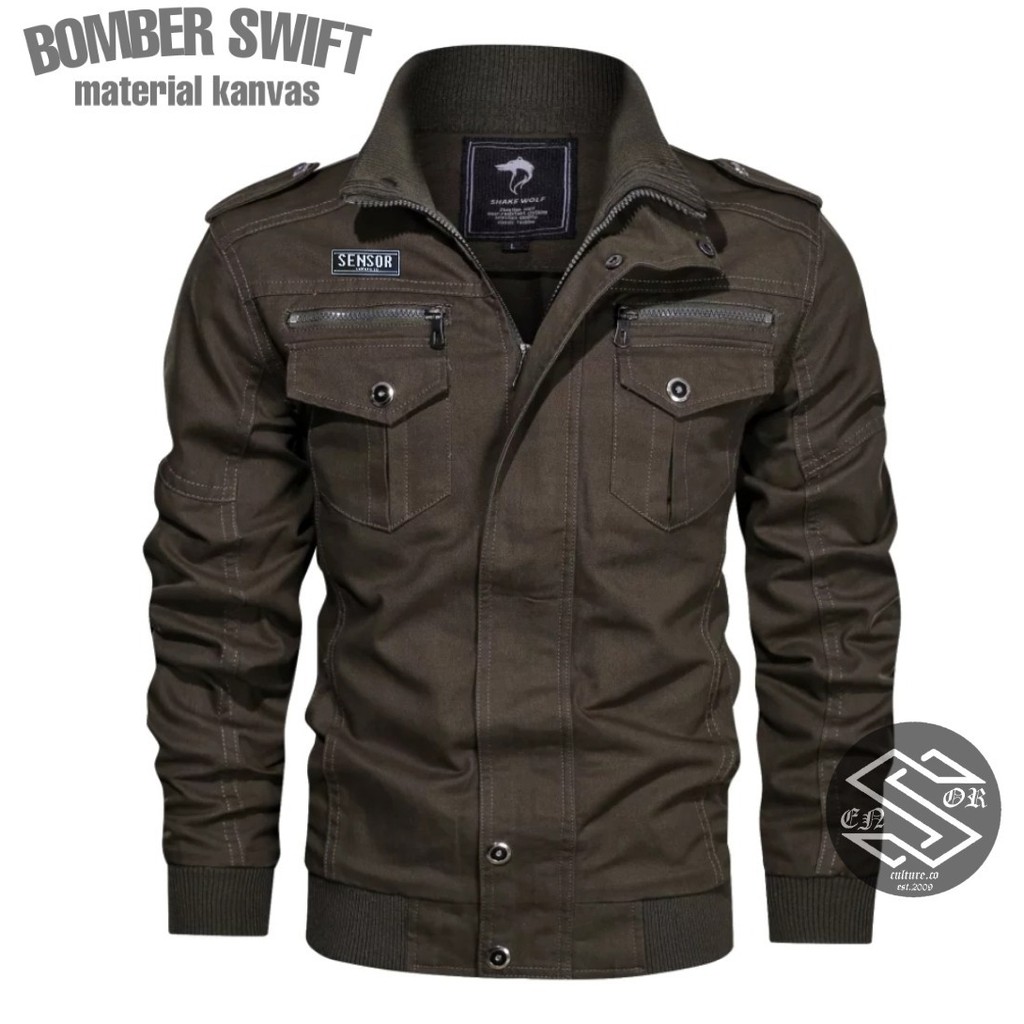 TERBARU BAYAR DITEMPAT!!! Jaket Bomber Swift Pria Jaket Bomber Canvas Jaket Bomber Pria Trendy COD