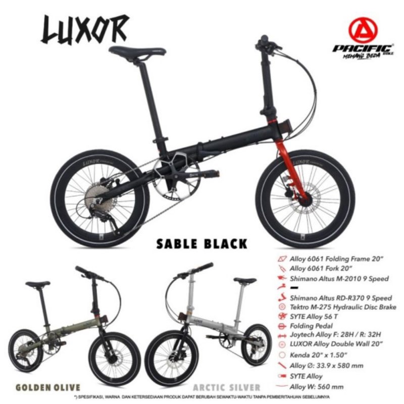 Sepeda Lipat 20 inch Pacific LUXOR 9speed