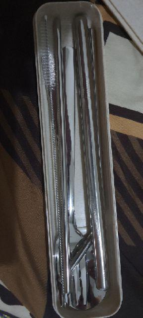 Sedotan Stainless & Korean Cutlery Set Box # Silver