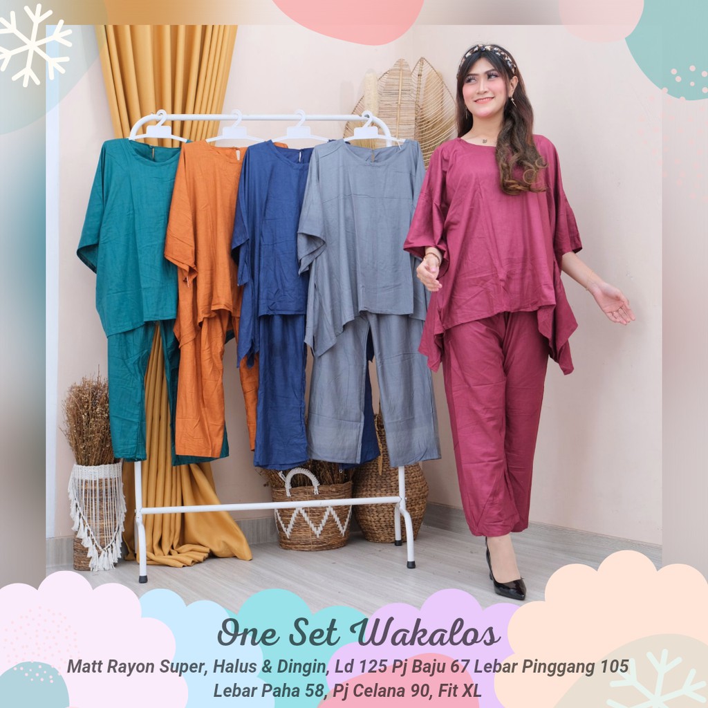 YashCollection - One Set Rayon Wanita Jumbo Set Waka Waka Kekinian Fit XL-2
