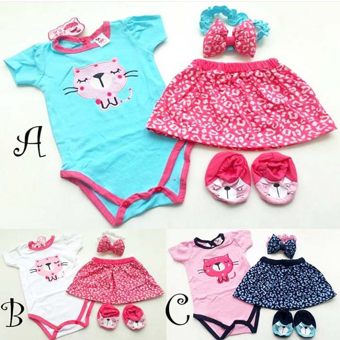 BAJU BAYI PEREMPUAN SETELAN JUMPER BAYI LUCU CAT LOVE