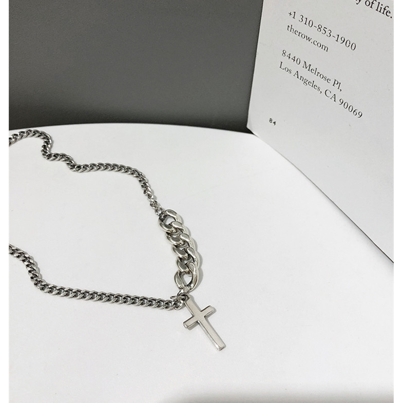 Korean  IG retro cross wild necklace sweater chain