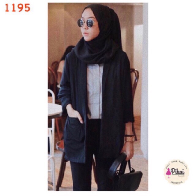 Cardigan hitam murah / blazer hitam cantik / outer hijabers / cardigan cewek polos murah / 1195