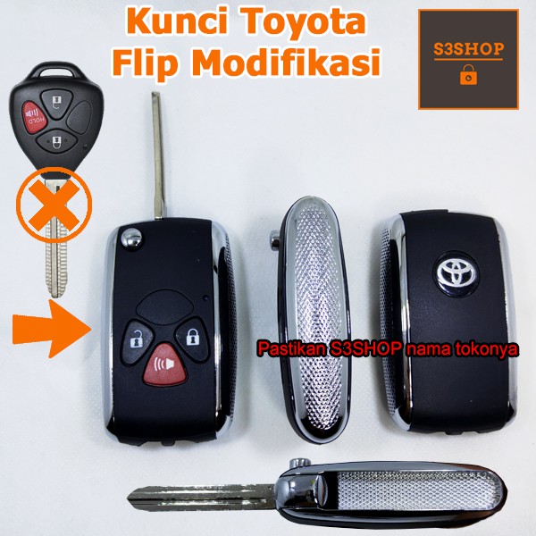 Casing Kunci Lipat Flip Key 3 TOMBOL Toyota Innova Fortuner HIGH QUALITY