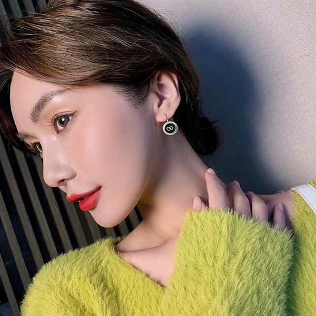 S925 gaya Korea berlian bulat XIAOXIANGFENG temperamen atas diamond mesh merah anting-anting wanita