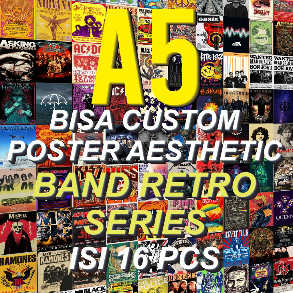 (16PCS) Poster aesthetic BAND dekorasi kamar aesthetic poster room decor aesthetic poster band - A5