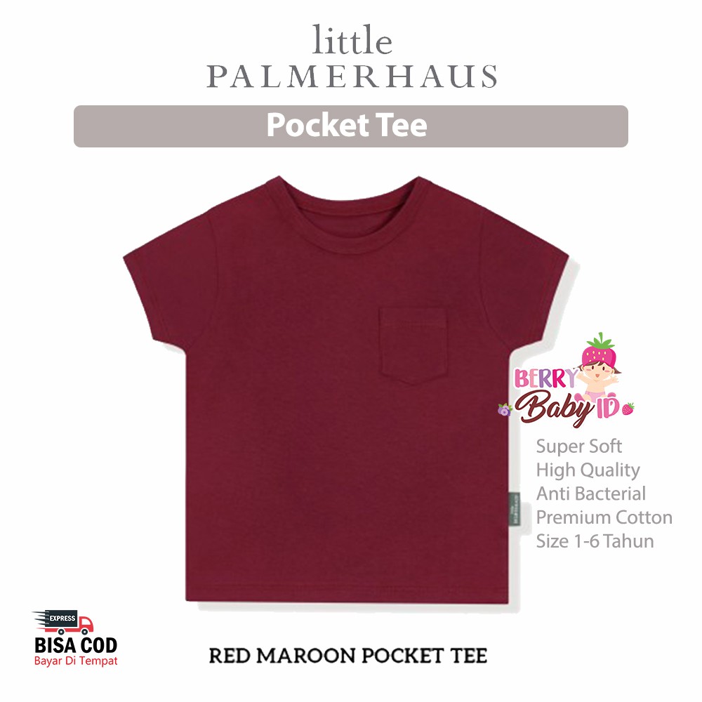 Little Palmerhaus Pocket Tee Baju Bayi Anak Perempuan 1-6 Tahun Premium Katun Berry Mart