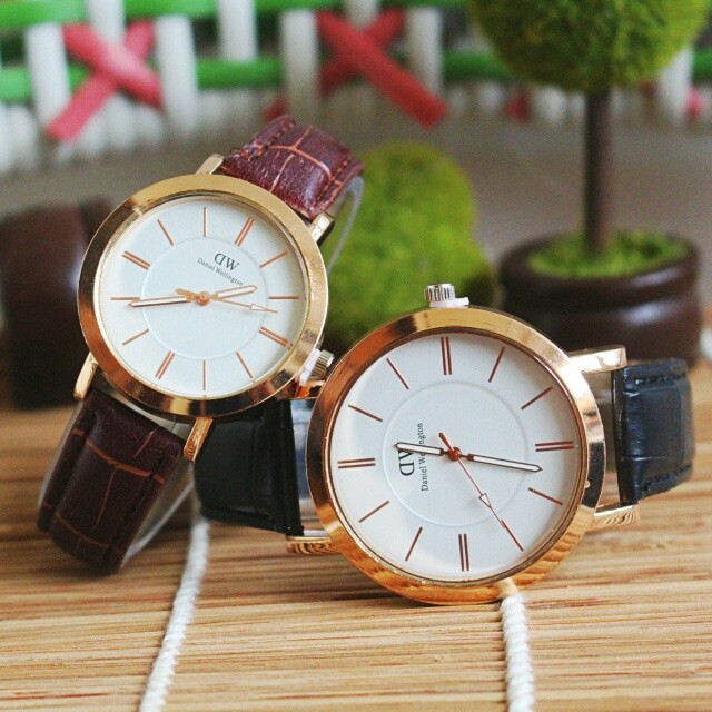 murah jam tangan couple dw pria wanita / jtr 1106 hitam & coklat