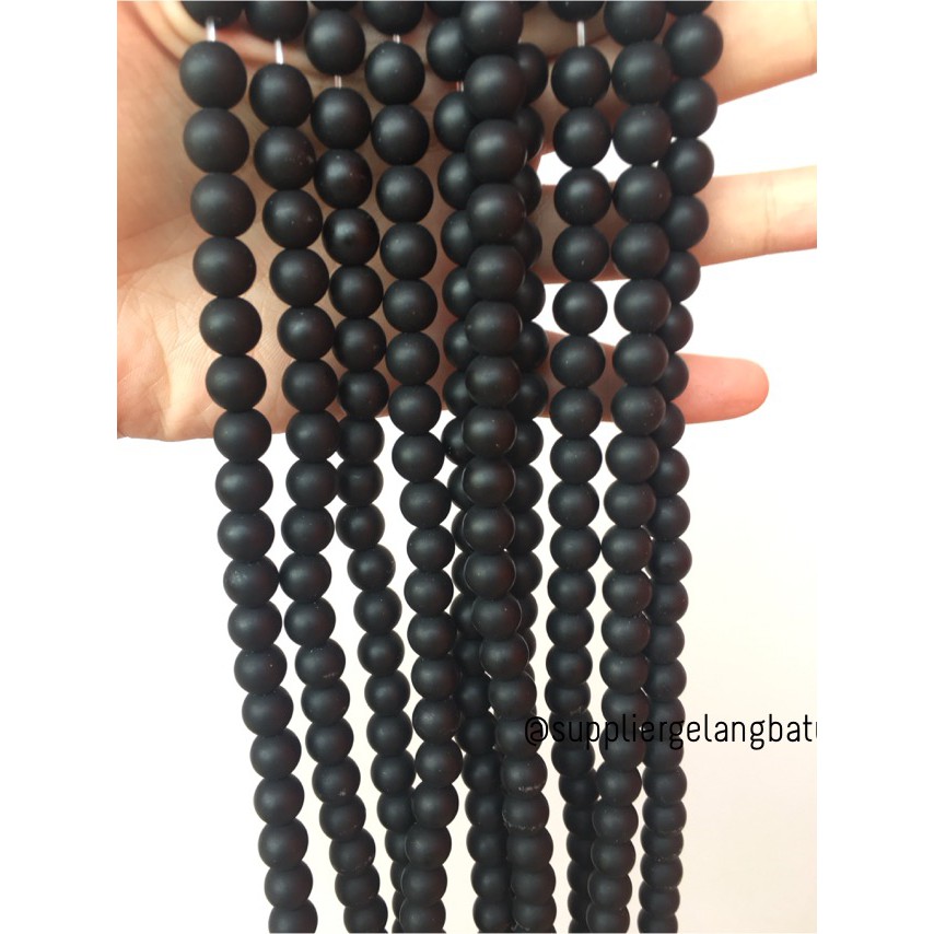 supplier batu alam blackstone doff bahan gelang kalung akik asli 10mm