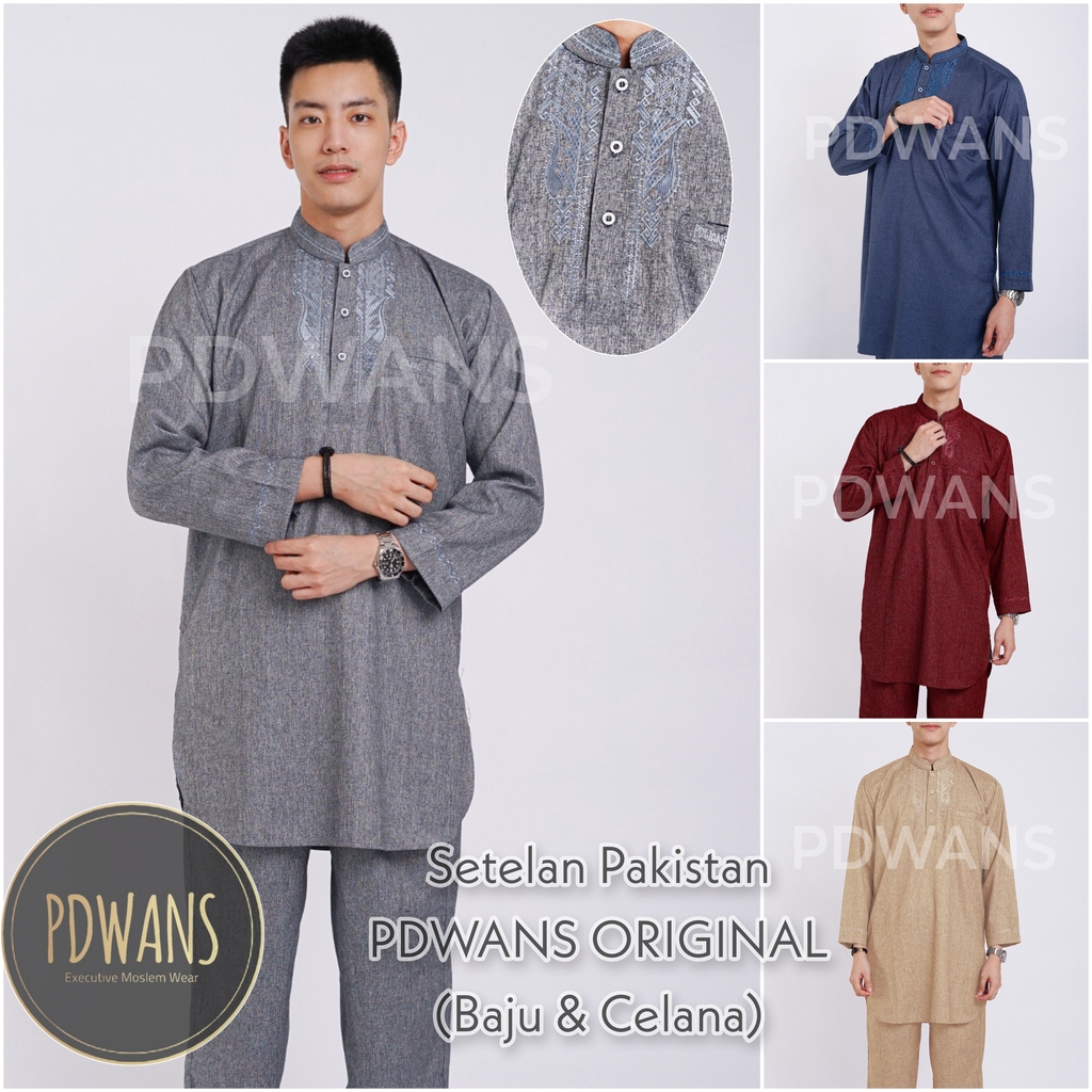 SETELAN PAKISTAN DEWASA Seri WARNA Baju Koko Bordir Muslim BAJU UMROH Pria - PKM01