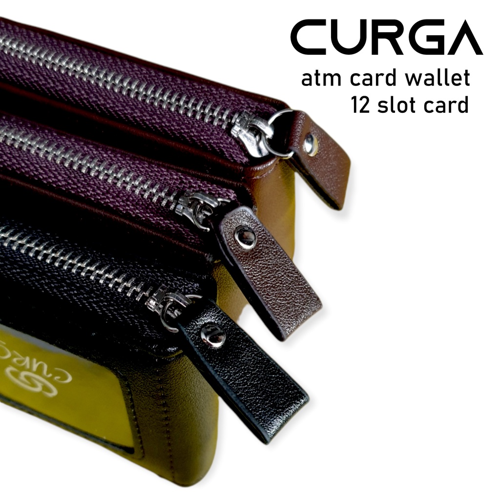 Dompet card atm kulit zipper import 12 Slot Tempat Credit Card Case ATM Debit KTP Member dompet original tahan air