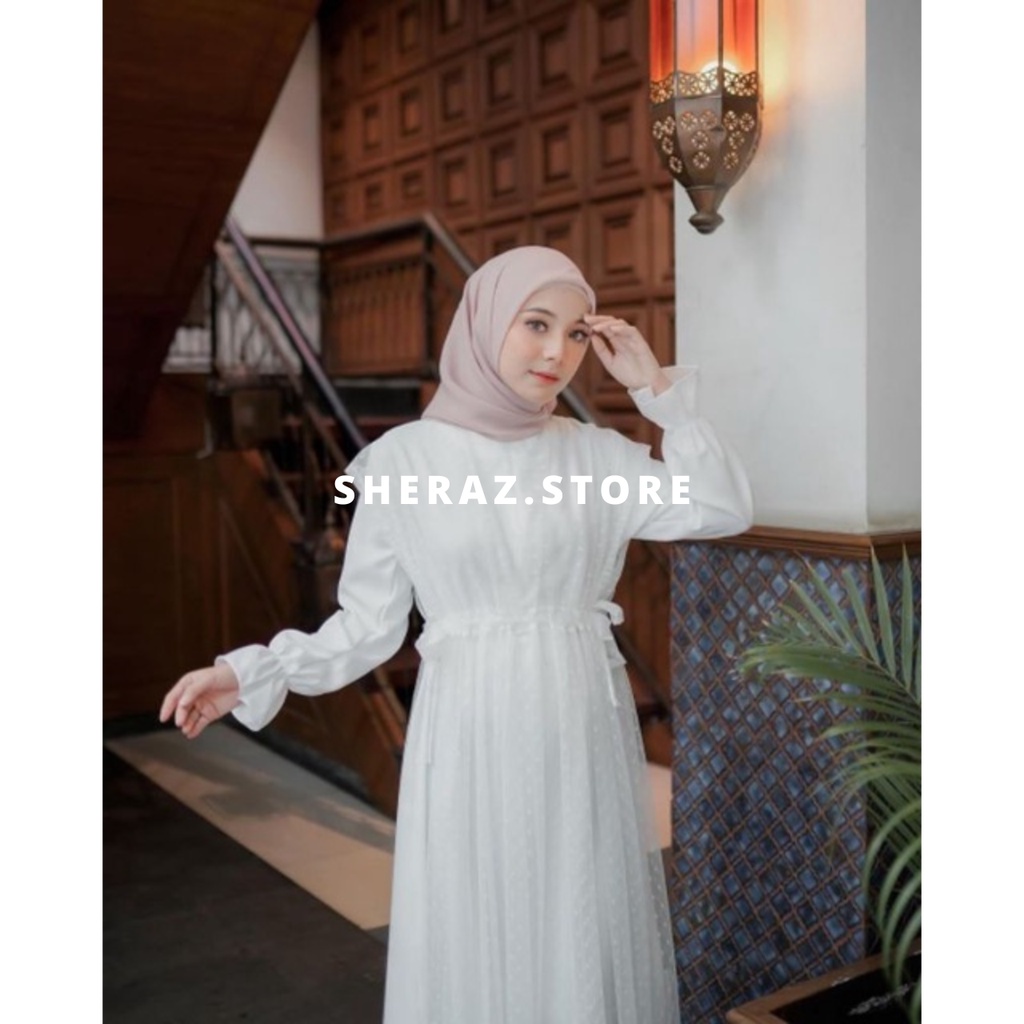 Gamis Set Tile Putih Terbaru Jumbo Ld 120 130 140 VIOLITA WHITE S M L XL XXL 3XL 5L Gamis Kondangan Wanita Kekinian