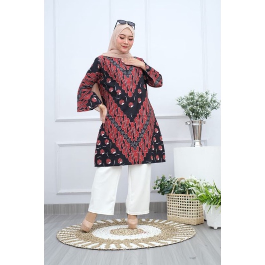 tunik batik parang merah