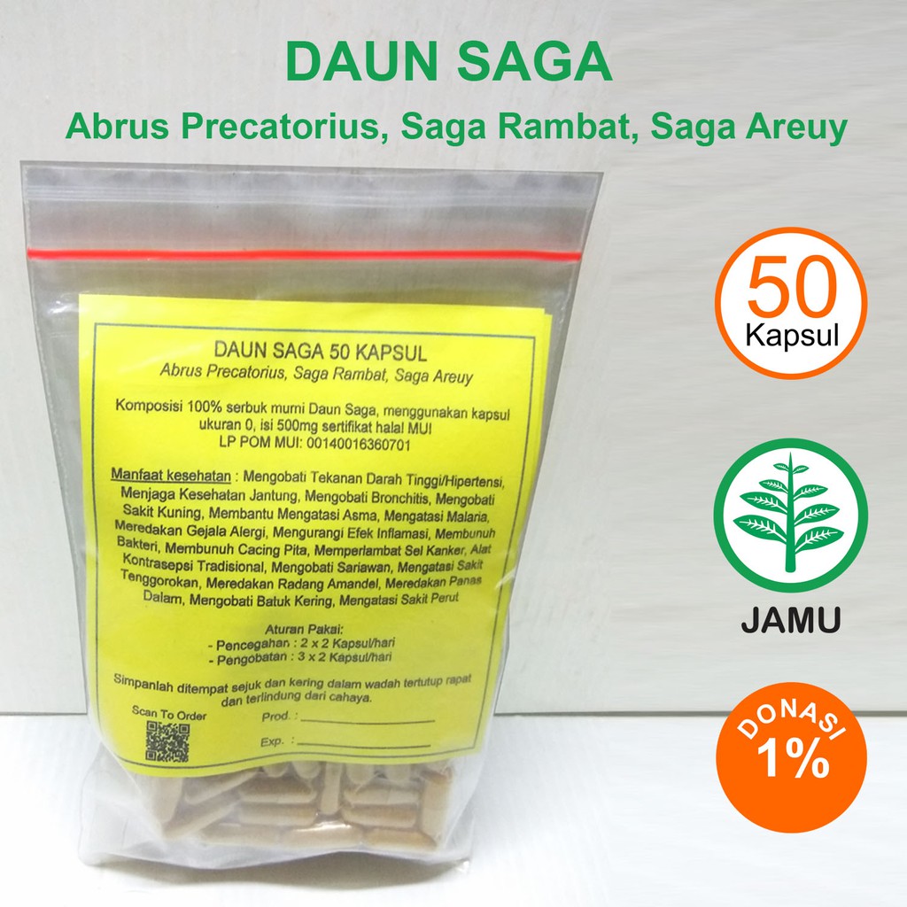 

KAPSUL HERBAL DAUN SAGA Bronchitis Amandel Sakit Kuning Asma Kanker Panas Dalam Batuk Kering