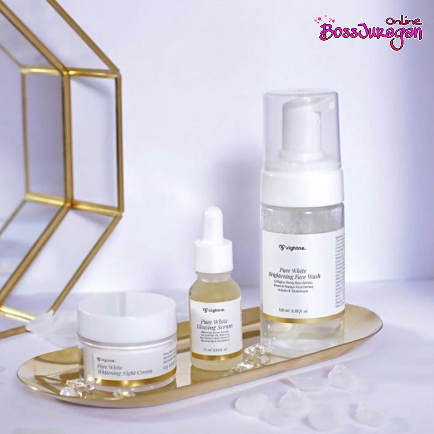 (BOSS) VAVL Pure White Series - Brightening Face Wash 100ml | Glowing Serum 15ml | Night Cream 12gr-Vightne