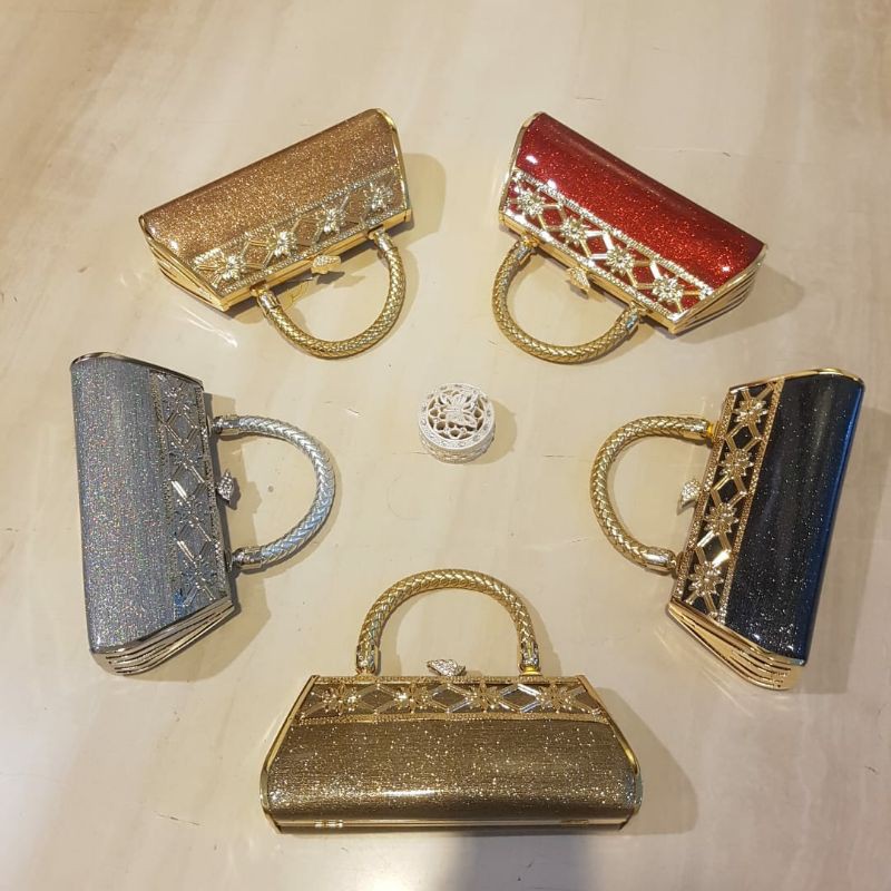 Tas Pesta Farnell Import Diamond Party Clutch 2586 Mewah Elegan