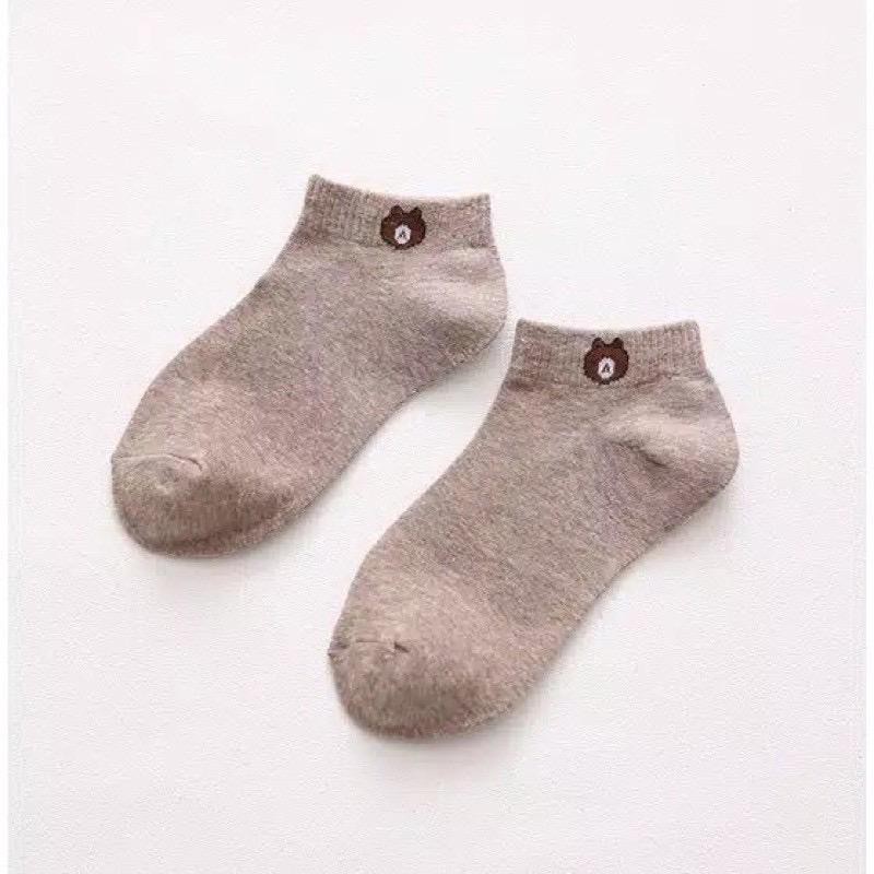 Kaos Kaki Cute Kaos Kaki Motif Kaos Kaki Semata Kaki K1 CAHAYA-Crem Tua