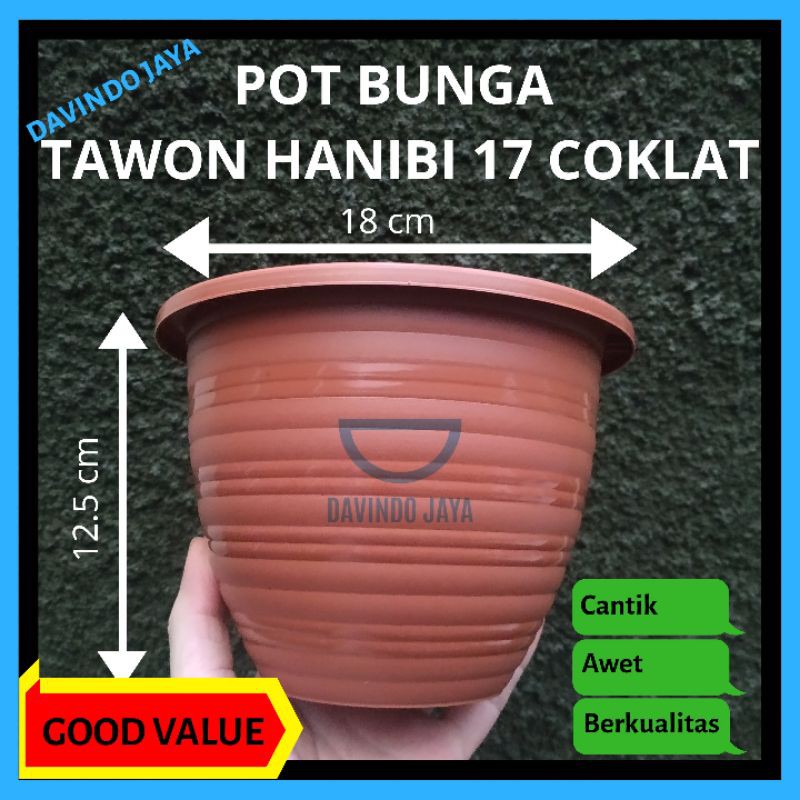 POT BUNGA TAWON HANIBI 17 COKLAT - POT TANAMAN - POT PLASTIK - POT 17 - POT COKLAT
