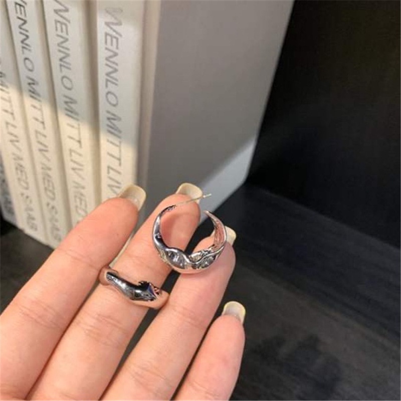 Anting Bulat Silver S925 Simple Gaya Korea Untuk Wanita 19379