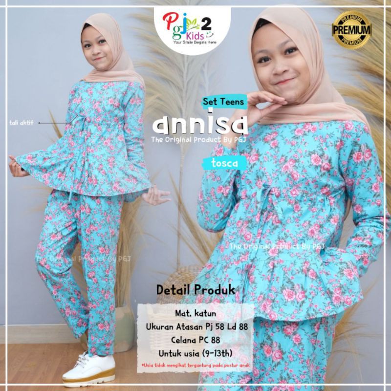 SETELAN BAJU TUNIK ANAK UMUR 9-13TAHUN ANNISA