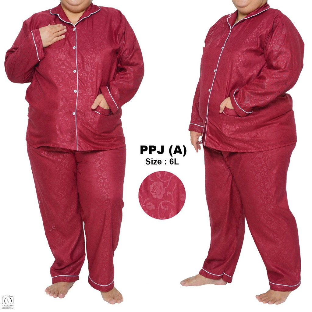 Baju Tidur Jumbo Embos 3 in 1 / Piama Setelan Pasangan Baju Dan Celana / Piyama Katun Embos Big Size