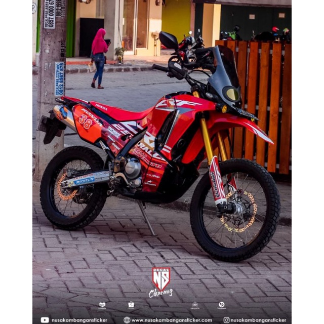 Decal Stiker Motor Honda CRF RALLY 250 Merah Putih Hi Grip Cross Trail Supermoto Custom Variasi Qual