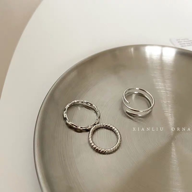 3Pcs Ins Twist Ring Female Hip-hop Open Combination Ring Women Finger Rings