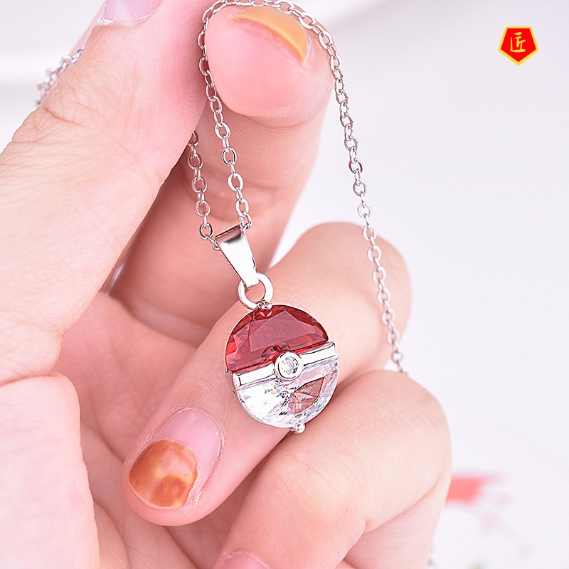 [Ready Stock]New Elf Series Red and White Ball Pendant Europe and America Creative Cartoon Necklace