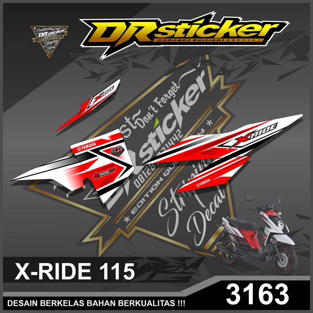 A3163 Sticker Striping Lis X-RIDE 115 Variasi Semi Full - Sticker Striping X ride