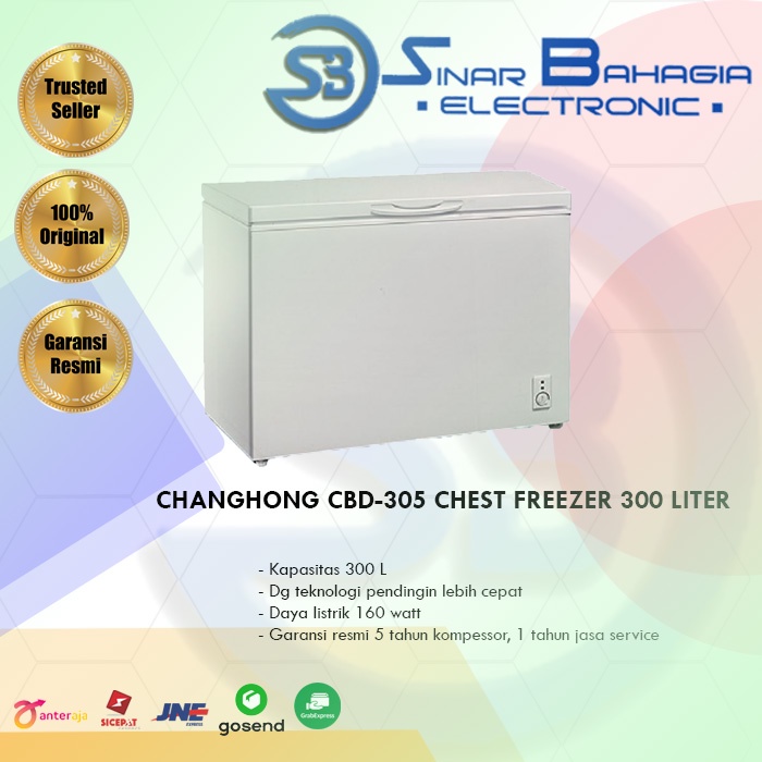 CHANGHONG CBD-305 CHEST FREEZER 300 LITER (NEW) ( KHUSUS BANDUNG)