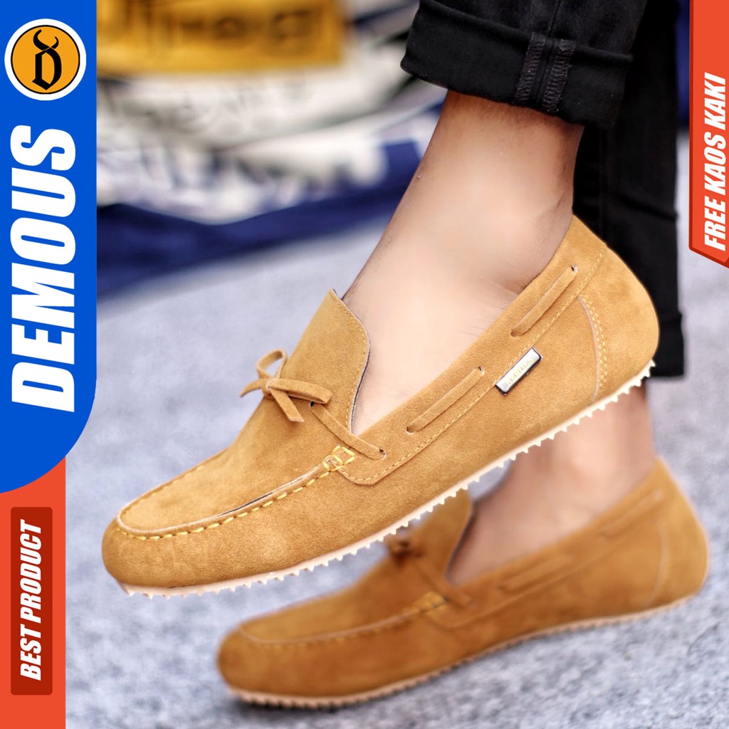 Sepatu Slip on Pria Santai Casual Formal Suede Kerja Kantor Kuliah Kondangan Hitam Keren Terbaru