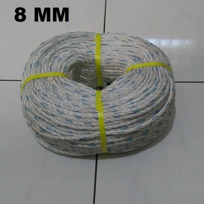 

PER ROLL TALI TAMBANG NYLON PUTIH 8 MM LENTUR NILON SUPER QUALITY